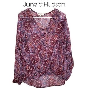 June & Hudson Faux Wrap Top Sz XL